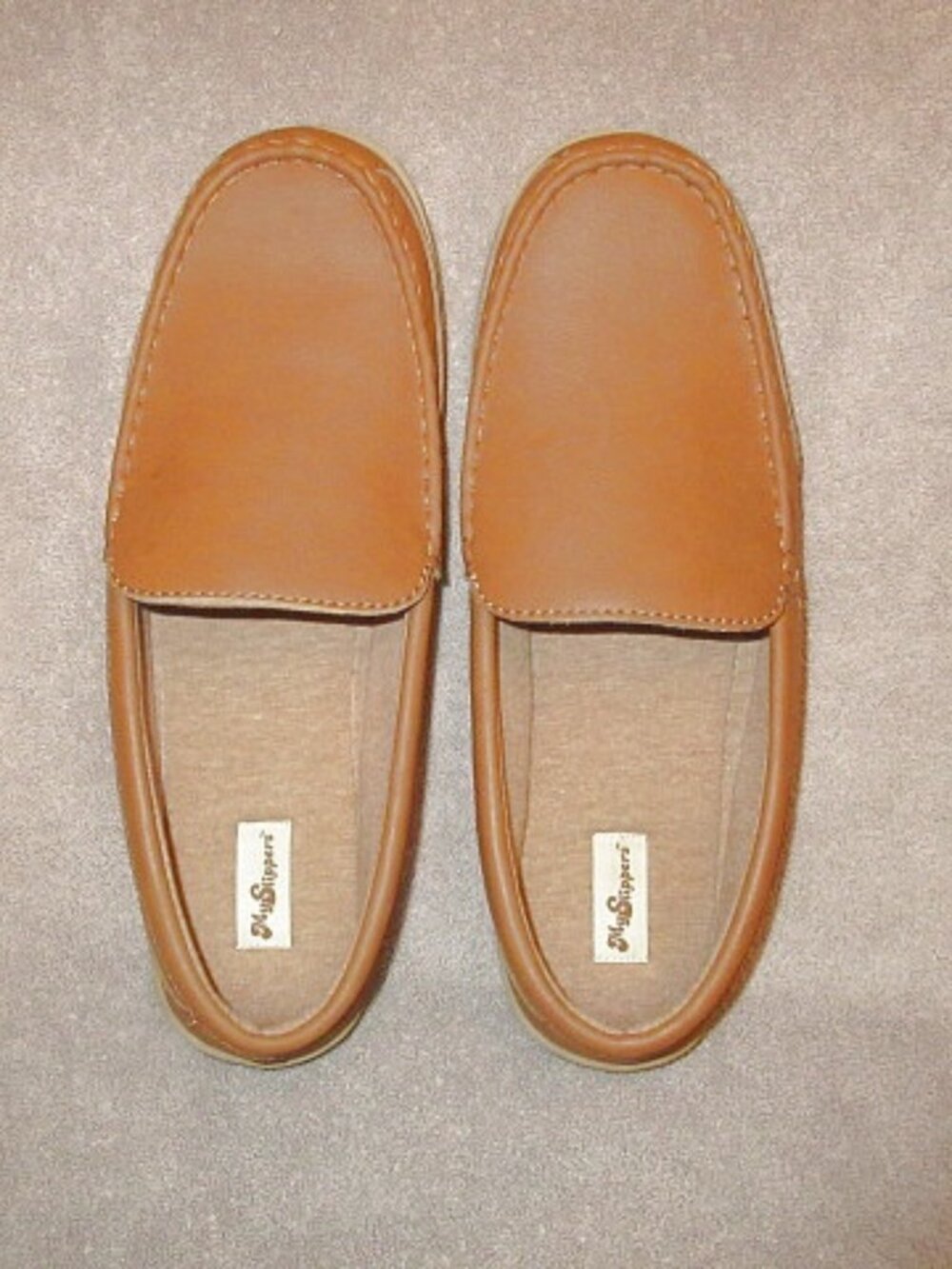 My Slippers Mens Leather Moccasin Size 15W Comfort Slip On Lined Foam In & Out